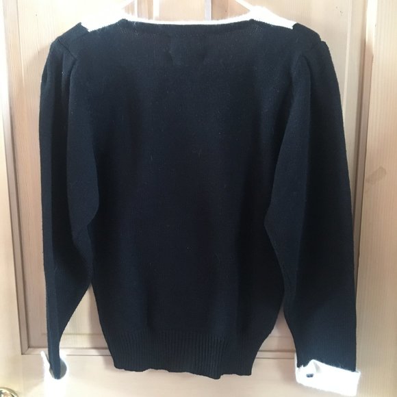 Vintage Crescendo Black & White Angora Blend Sweater - Size Small - Picture 5 of 5
